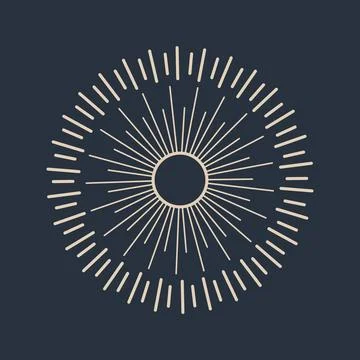 Sunburst firework explosion, bursting or light rays, linear drawing. Vector 스톡 일러스트