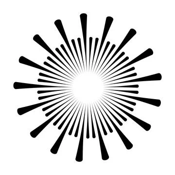 Sunburst firework explosion, bursting or light rays, linear drawing. Vector Stock Illustration