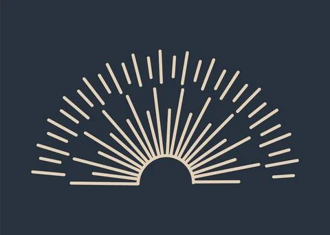 Sunburst firework explosion, bursting or light rays, linear drawing. Vector Stock Illustration