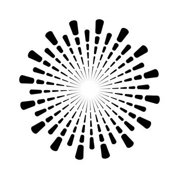 Sunburst firework explosion, bursting or light rays, linear drawing. Vector Illustrazione stock