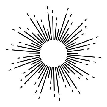 Sunburst firework explosion, bursting or light rays, linear drawing. Vector 스톡 일러스트