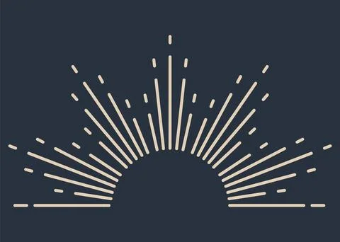 Sunburst firework explosion, bursting or light rays, linear drawing. Vector Stock Illustration