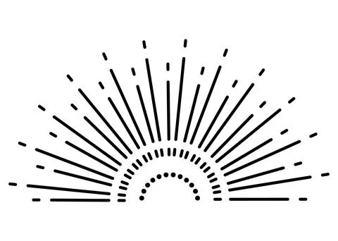 Sunburst firework explosion, bursting or light rays, linear drawing. Vector Stock Illustration