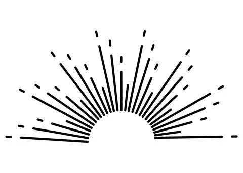 Sunburst firework explosion, bursting or light rays, linear drawing. Vector Stock Illustration