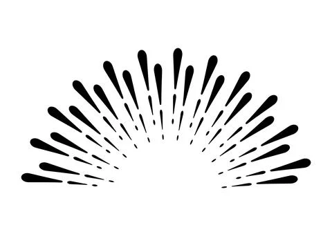 Sunburst firework explosion, bursting or light rays, linear drawing. Vector Stock Illustration