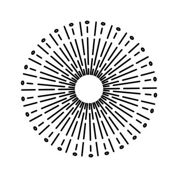 Sunburst firework explosion. Retro hand drawn sparkle. Bursting or light rays Stock Illustration