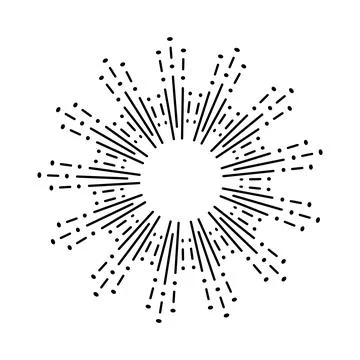 Sunburst firework explosion. Retro hand drawn sparkle. Bursting or light rays Stock Illustration