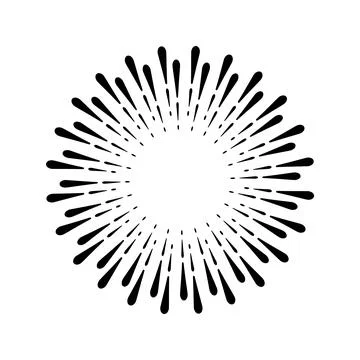 Sunburst firework explosion. Retro hand drawn sparkle. Bursting or light rays Stock Illustration