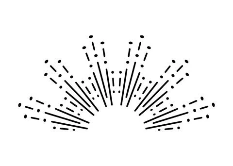 Sunburst firework explosion. Retro hand drawn sparkle. Bursting or light rays Stock Illustration