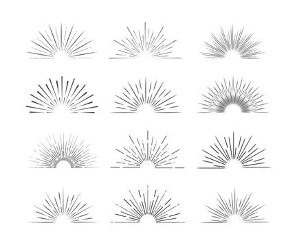 Sunburst frames in retro style on light background. Starburst label. Light Stockillustratie