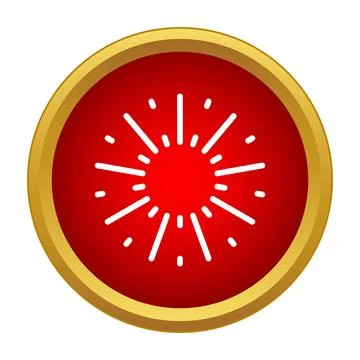 Sunburst icon with bursting rays in red circle Stock Illustration