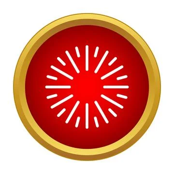 Sunburst or light burst icon red circle Stock Illustration