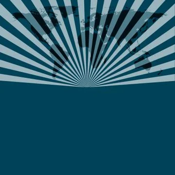 Sunburst pattern and world map, business concept Illustrazione stock