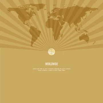 Sunburst pattern and world map, business concept Stock-Illustration