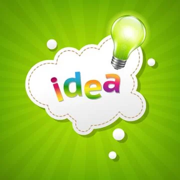 Sunburst poster with speech bubble and lamp Stock Illustration