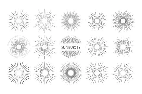 Sunburst in retro style on light background. Starburst label. Light banner. Line Stockillustratie