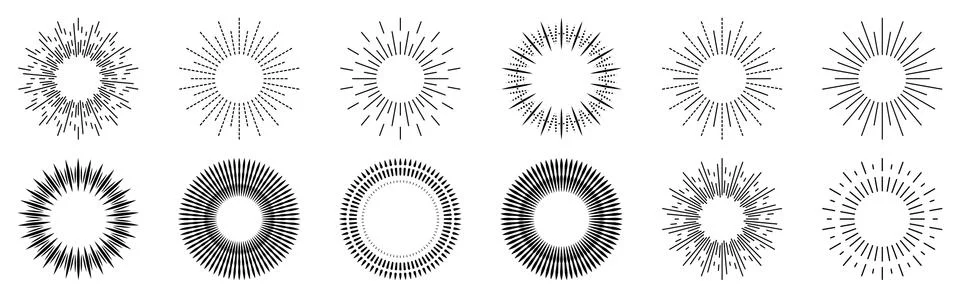 Sunburst set Illustrazione stock