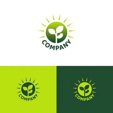 Sunburst Sprout Circle Logo Icon Stock Illustration
