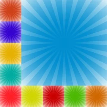 Sunburst, starburst pattern set in 10 colors - Radial, converging lines, stri Illustrazione stock