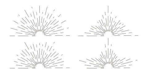 Sunburst thin line vector illustrations set Stock Illustration