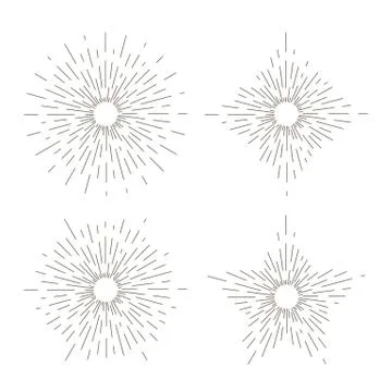 Sunburst thin line vector illustrations set 스톡 일러스트