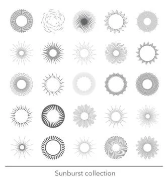 Sunbursts collection. Vector illustration. Illustration