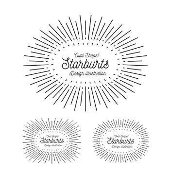 Sunbursts frame set. Oval shape. Vector illustration on white Stock Illustration