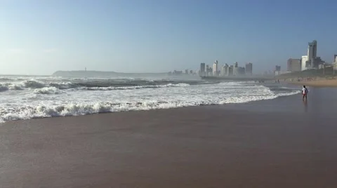 Suncoast beach in durban south africa close to battery beach on a summer day Stock Footage 45902853