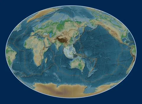 Sunda tectonic plate. Physical. Fahey Oblique. Boundaries Stock Illustration