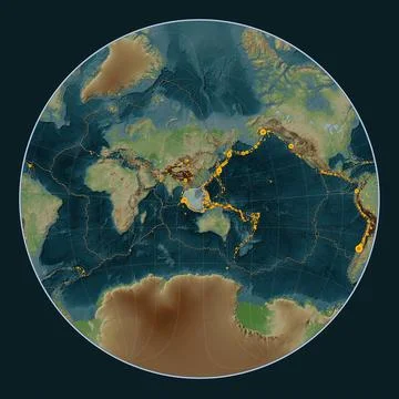 Sunda tectonic plate. Wiki. Lagrange Oblique. Earthquakes and boundaries Stock Illustration