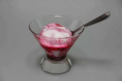 Sundae with berry jam Stock Photos