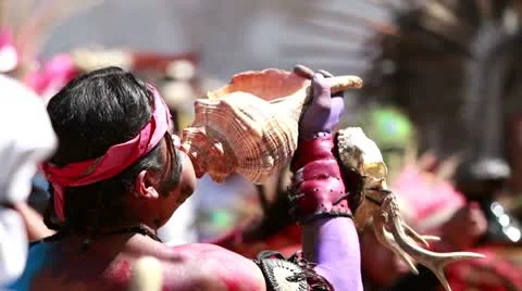 Sundancer playing Horn Stock Footage 10526798