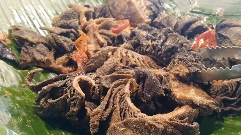 Sundanese Marinated Raw Beef Tripe Ready to Fry Stock Footage 339377460