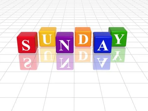Sunday in 3d coloured cubes Stock Illustration