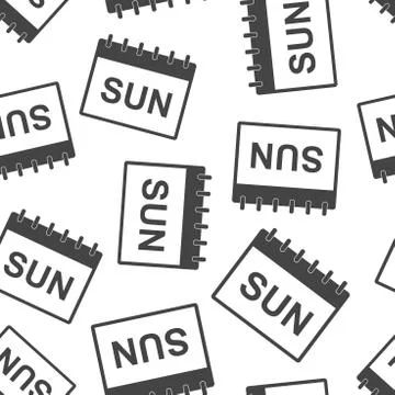Sunday calendar page seamless pattern background. Business flat vector illust 스톡 일러스트