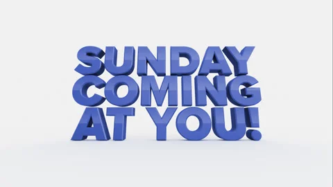 SUNDAY COMING AT YOU! 3D Text Falling on White Background Stock Footage 279933895