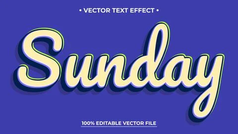 Sunday Editable Text Effect, Classic Vintage Retro Text Style イラスト素材