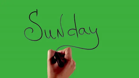 Sunday - Hand writing on green screen Stock Footage 33784157