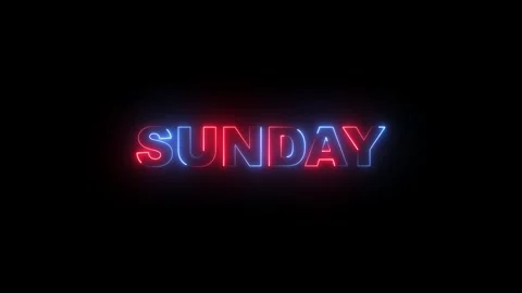 Sunday neon sign glowing text animation, vibrant red and blue light typogra.. Vídeos de archivo 333489341