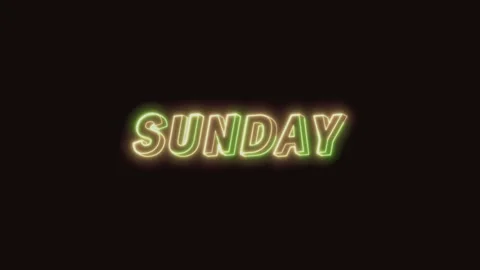Sunday Neon Text Seamless Loop 4K (Black Background) Stock Footage 310360786