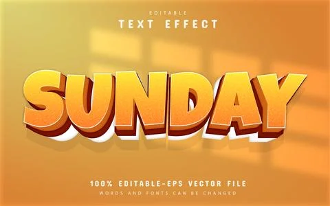 Sunday text, 3d orange text effect Stock Illustration