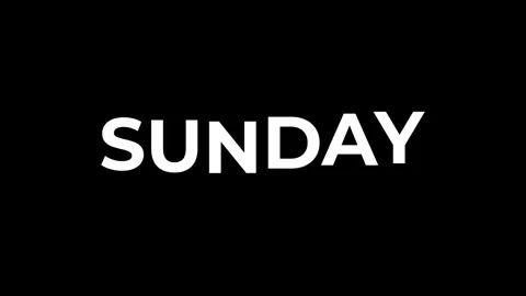 Sunday text animation on black background, 4k video. Stock Footage 316079911