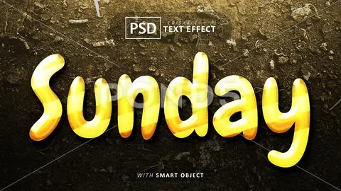 Sunday text effect editable PSD Template