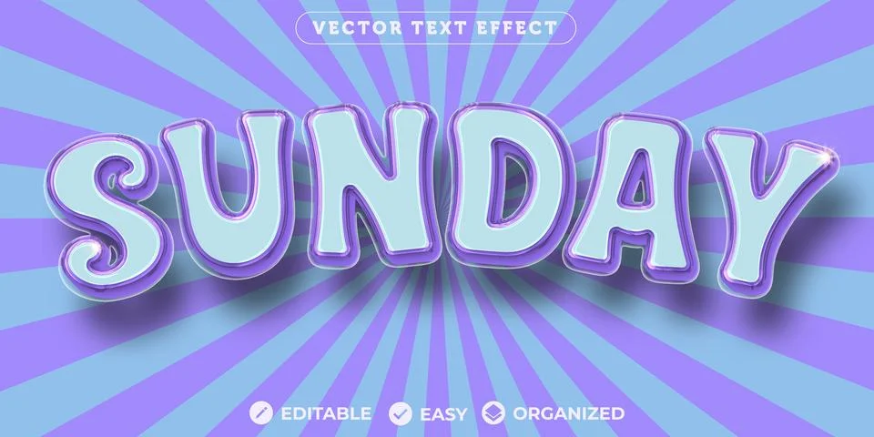 Sunday Text Effect,Fully Editable Font Text Effect Stock Illustration