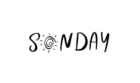 Sunday text weeken script vector illustration handwritting activity Stock Illustration