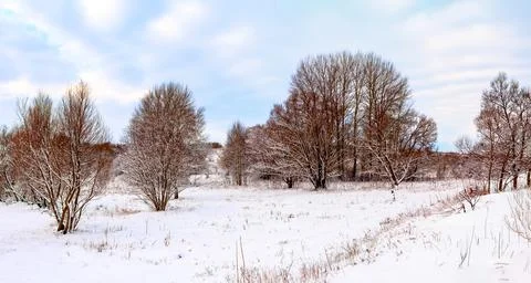 Sunday winter morning in countryside Ukraine Stock Photos