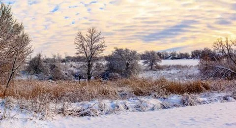 Sunday winter morning in countryside Ukraine Stock Photos