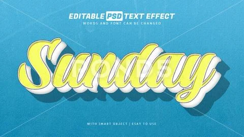 Sunday yellow retro vintage text effect PSD Template