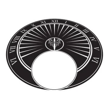 Sundial black empty background Stock Illustration