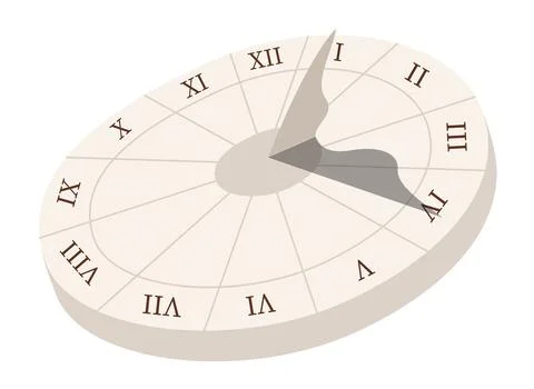 Sundial vector illustration in a flat style. Stone antique clock that indic.. Stock Illustration